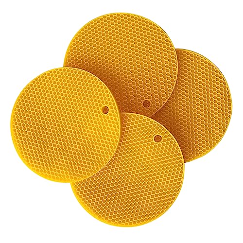 7‑Inch Round Silicone Trivets (4‑Pack Bright Yellow)