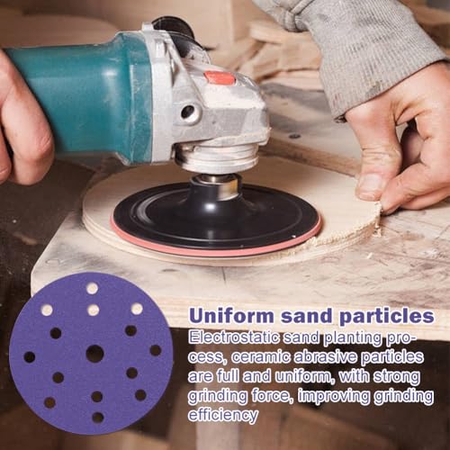 60x Schleifscheiben 150mm Klett Set rund für Exzenterschleifer,150 Körnung 15 Loch Rund schleifscheiben Set,für Holz Metall und Farbe
