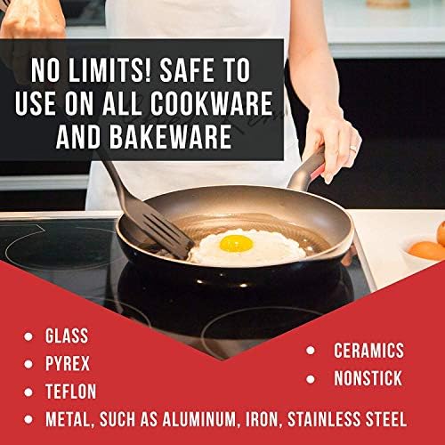 2-pc Kitchen Spatula Set -2 Yr Warranty- Non-Scratch and Non-Stick Nylon Solid & Slotted Spatulas For Enamel, Teflon, Glass And Pyrex Pots And Frying Pans