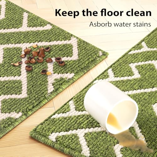 Image of hicorfe Dirt Trapper Indoor Doormat,20 inchx59 inch Welcome Door mat,Non Slip Backing Washable Door Mats,Absorbent and Resistant Low-Profile Entrance Inside Floor Mat for Front Back Door,Entryway (Sage Green)