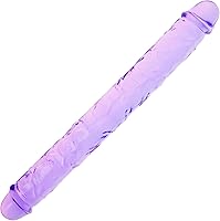 Vista 11 de Consolador doble de gelatina cristal de 11.8 x 1.37 pulgadas, consolador largo anal realista de pene, suave y flexible, con venas y glande, juguetes