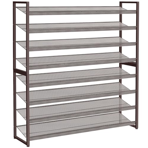 Nunsino Shoe Rack, Long Shoe Organizer,Max Holds 50 Pairs,8 Tier Metal Shoe Storage Shelf,4-Tier Stackable Shoes Organizer for Garage, Entryway,Bronze by Nunsino - Used condition - US$91.95