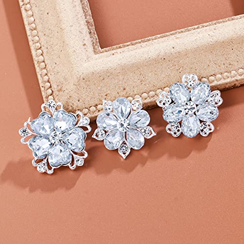 Meedoz Women's Lot 12Pcs Crystal Rhinestone Marquise Teardrop Flower Brooch Pin Set For Diy Bridal Wedding Bouquet Kit (Silver) #TOP3