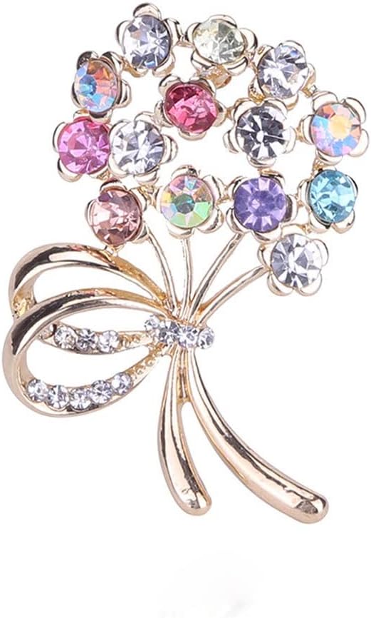 Personality Handmade Crystal Colored Diamond Branches and Leaves Brooch Women's Pin Clothing Accessories