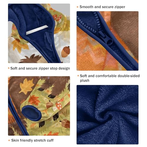 Brown Cow Wears Orange Scarf Toddler Fleece Jacket Girl Boys Hooded Fleece Jacket Coat Warm Outwear Zip-up 3-10T3