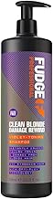Fudge Professional Clean Blonde Damage Rewind Shampoo, Bulk Size, Intense Purple Toning for Blonde hair, Bond Repair Technology, Sulfate Free, 1 Litre