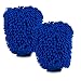 2 Pack of Extra Large Size Premium Microfiber Chenille Super Absorbent Wash and Wax Glove, Car Wash Mitts (Blue)