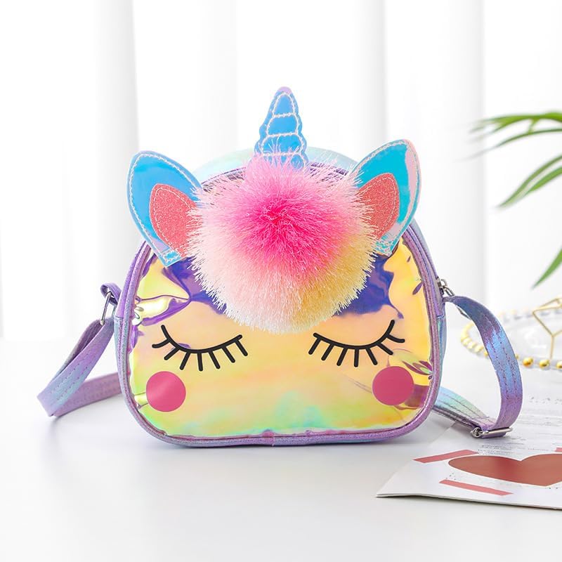 Kids Crossbody Bag Girls Crossbody Bag, Small TPU Unicorn Bag Unicorn Purses for Girls, Little Girls Purse Toddler Purse (Purple) - Image 7