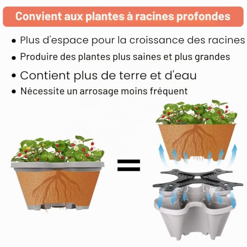 GameXcel Jardinière verticale empilable à 5 niveaux pour fraises, herbes, fleurs et légumes, pots de jardinage d'intérieur et d'extérieur avec roues amovibles et outils – vue 3