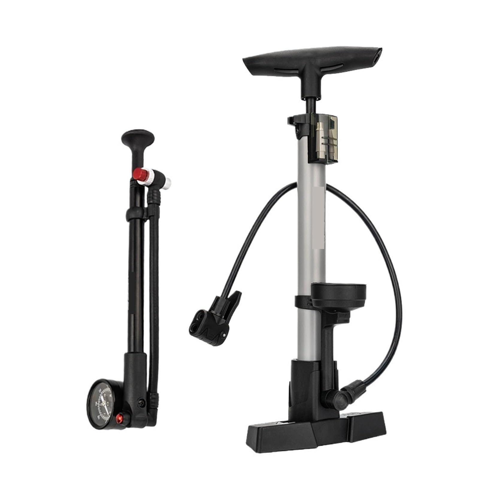 Pompa Bicicletta Pompa da pavimento for pneumatici da bicicletta con pompe di sospensione con manometro Valvola di gonfiaggio del flusso d'aria ad alta pressione for ammortizzatore forcella MTB