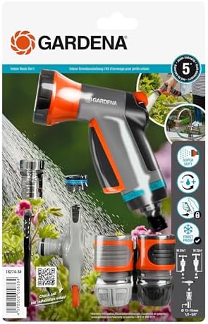 Gardena Indoor Basic equipment: Starter set consisting of indoor tap connector, hose connector, water stop and balcony shower, for small gardens (18274-20)