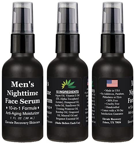 Men's Face Serum Moisturizer (10-In-1) Anti-Aging Facial Oil Complex W/ Argon, Vitamin E, Hempseed, Jojoba, Sunflower, Evening Primrose, Rosehip, Grapeseed, Mineral & Bergamot Oils - For Men #TOP3