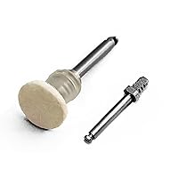 Vista 4 de Disco impregnado de pasta de pulido dental, pulidora dental Rueda de pulido Disco de acabado de fieltro con mandril para herramienta de odontología