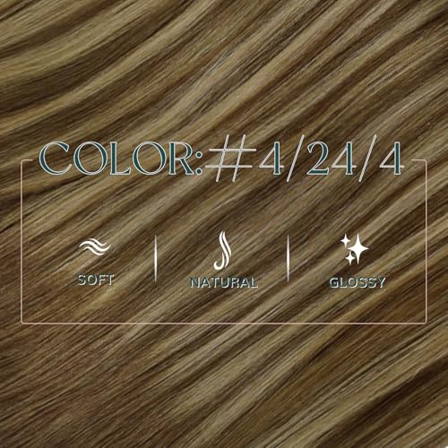 Image of Easyouth 22 Inch 100g Butterfly Weft Hair Extensions Balayage, Real Human Hair Butterfly Weft Extensions Ombre, Medium Brown Balayage with Caramel Blonde, Add Volume, Genius Wefts Remy Human Hair