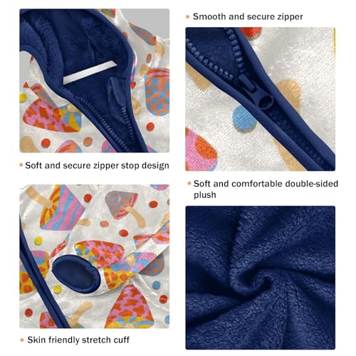 Colorful Mushrooms Girls Fleece Jacket Girls Fall Jacket Girls Zip Up Hoodie Girls Sherpa Jacket 2-10T3