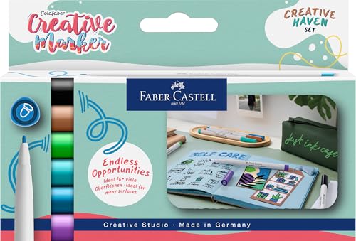 Faber-Castell 160603 - Set Di Pennarelli Goldfaber Creative, 6 Pennarelli, Pennarelli Indelebili, Spessore Tratto 1,5 Mm, Set Creative Haven