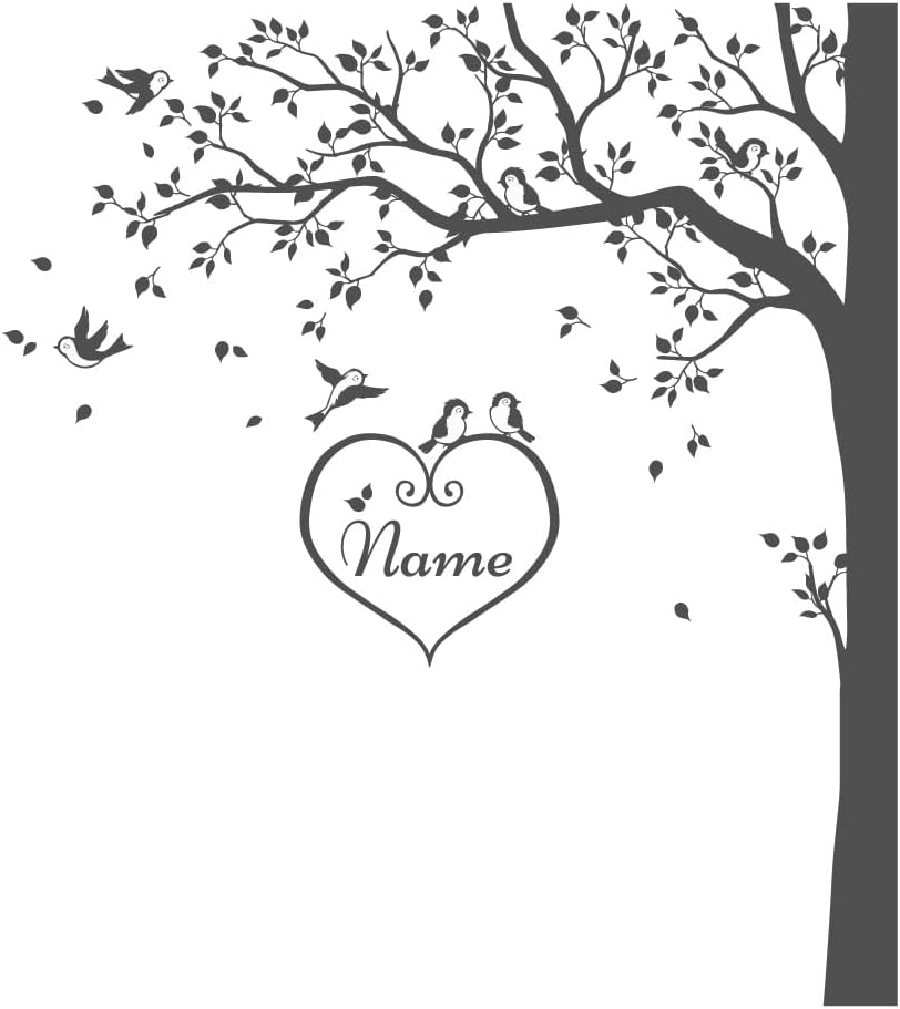 Large Tree Wall Decal White Nursery Corner Tree Sticker Set with Custom Monogram Stunning White Sticker Wall Mural Removable Vinyl WallArt - KW006W
