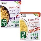 Pasta Zing Variety Pack Pasta – Ready to Eat Meals | 4x Spaghetti, 3x Farfalle | Vegan Microwave Pasta in 60 Sec | Ideal for Easy Dinner or Emergency Food | Made with Durum Wheat 7-Pack, 7.05 Oz Each