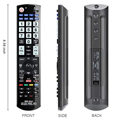 Gvirtue Universal Remote Control Arc-8In1 For Samsung, Vizio, Lg, Sony, Sharp, Panasonic,Toshiba, Philips Lcd Led 3D Smart Tvs #TOP6