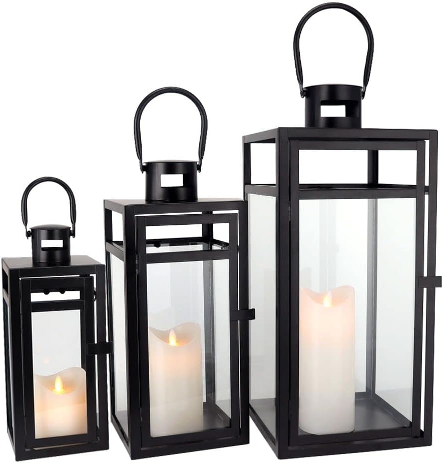 Lanterne Decorative TRIROCKS Set 2 Vintage - Portacandele In Metallo Con Vetro, Per Interni/Esterni Lanterne Marocchine