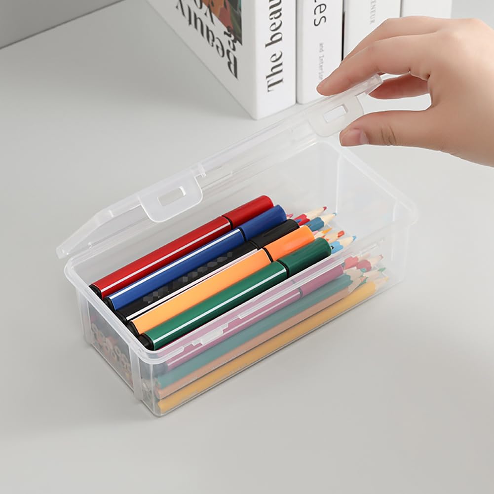 HugeDE Clear Plastic Pencil Box, Transparent Pen Box, Large Capacity, Rectangular, Office, School, Home Use - Image 3