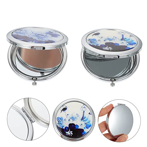 Beavorty 2Pcs Beauty Double Mirror Handheld Mirrors Collapsible Tote Womens Tote Handbags Portable Round Mirror Small Makeup Mirror Pocket Mirror Two-Sided Makeup Mirror Folding Mirror Mini #TOP2