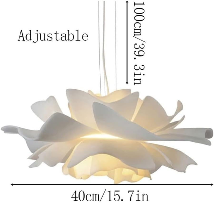 Lampa wisząca z płatkami Nordic Fashion, osobowość twórcza sklep odzieżowy lampa wisząca, biała prosta lampa wisząca E27, żyrandol do salonu w sypialni, jadalni, jeden kolor, 15,7 cala