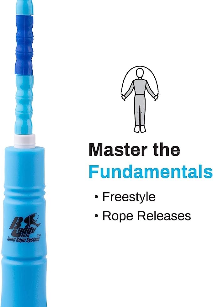 Buddy Lee Springseil mit Perlen – blaue, bambusförmige Griffe,weiche TPU-Perlen, hochdichtes Nylonseil,perfekte Wahl für Schulen,ideal für Seilfreigabe,Kinder und Erwachsene