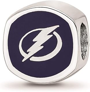 Tampa Bay Lightning Cushion Shaped Logo Bead (Sterling Sliver)