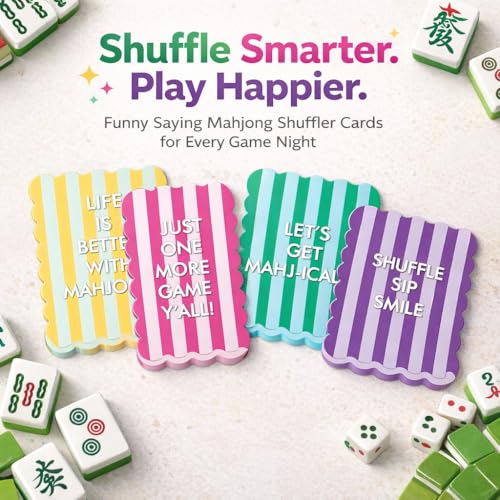 4 Pcs Mahjong Shuffler Cards, Thick PVC Scalloped Tile Mixer miniatura 2