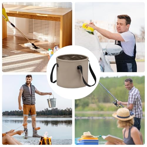 Seau pliable avec poignée – Bassine portable pliable pour camping, pêche, jardinage, nettoyage des animaux, barbecue, randonnée, usage domestique