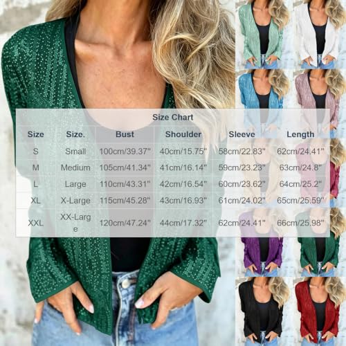 Cethrio Glittery Tops Sequin Jackets for Women Open Front Sparkly Top Holiday Party Blazers Womens Fall Clothes 2026 Camisa Para Mujer Capsule Wardrobe Essentials - image 4