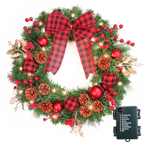 40CM Türkranz Weihnachten,Weihnachtskranz Haustür mit 30...