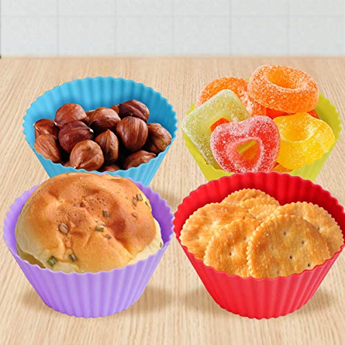 24 Pack Silicone Baking Cups Reusable Muffin Liners Non-Stick Cup Cake Molds Set Cupcake Silicone Liner Standard Size Silicone Cupcake Holder Reusable Cupcake Liners Christmas Gift (8 Rainbow Colors) #TOP1