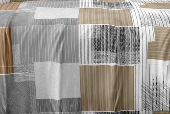 Image of DECOR2ADMIRE 300TC Glace Cotton Super King Bedsheet with 2 Pillow Covers (Brown Blocks)