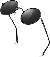 SUNIER Polarized Round Sunglasses for Men & Women - Retro Circle UV400 Shades, Ultralight Metal Frame