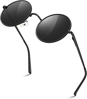 SUNIER Polarized Round Sunglasses for Men & Women - Retro Circle UV400 Shades, Ultralight Metal Frame