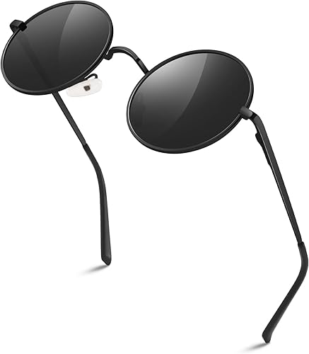 Sunier Gafas de sol redondas para hombre y mujer, polarizadas, hippie, Lennon retro, círculo, UV400, gafas de sol