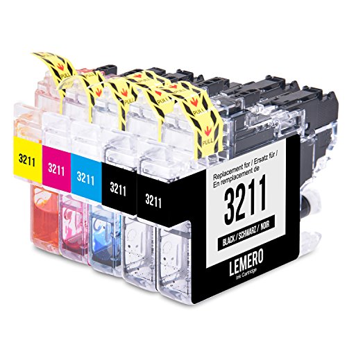 5 LEMERO LC-3211 LC-3211BK LC-3211C LC-3211M LC-3211Y XL Cartuchos de Tinta Compatible para Brother DCP-J772DW DCP-J774DW DCP-J572DW MFC-J890DW MFC-J895DW Impresora (2 Negro, Cian, Magenta, Amarillo)