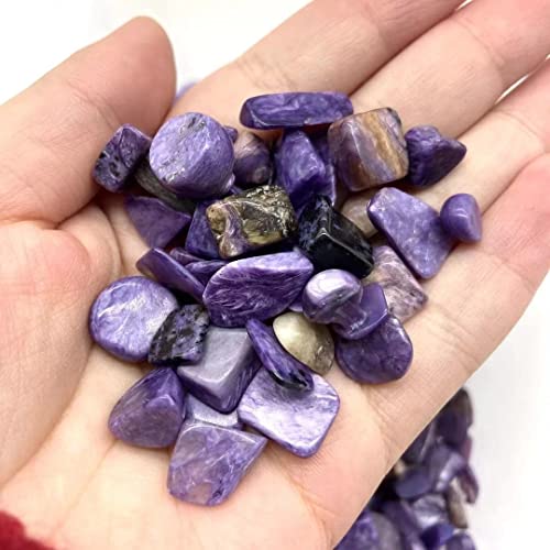 DOUKI Primary Stones and Minerals Home Decoration 100g 9mm-12mm Natural Purple Charoite Crystal Gravels Polishing Stone Chips for Home Decoration Stones Primary Stones and Minerals