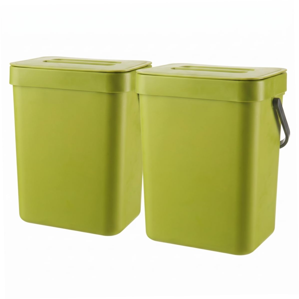 Vistnale Hanging Trash Can|2PCS Hanging Trash Can, 3L Wall Mounted Kitchen Compost Bin With Odor-sealing Lid, Thick Plastic Kitchen Waste Bin, Green