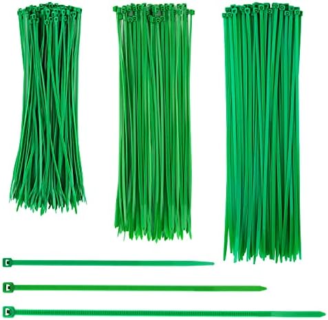 150 Pcs Green Cable Ties Set Plant Support Twist Ties Adjustable Garden Ties Self-Locking Multiple Uses Cable Ties for Home Garden Tree Potted Plants (20cm,25cm,30cm)