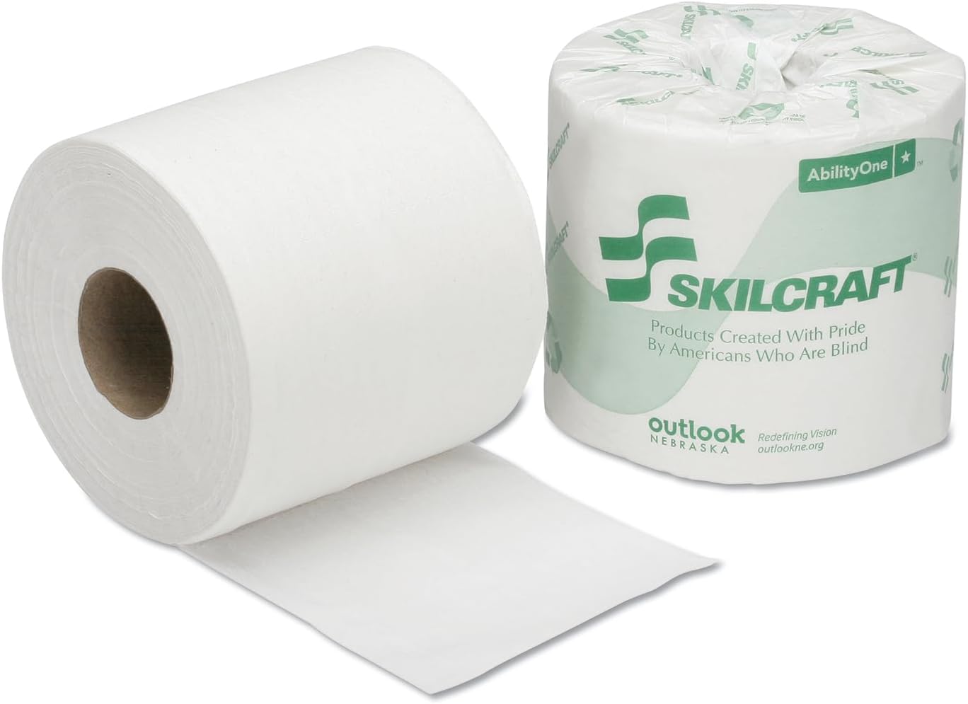AbilityOne® - NSN5303770 - SKILCRAFT® Toilet Tissue - 1-Ply - 4 in x 4 in - 1200 sheets per Roll - 80/Box