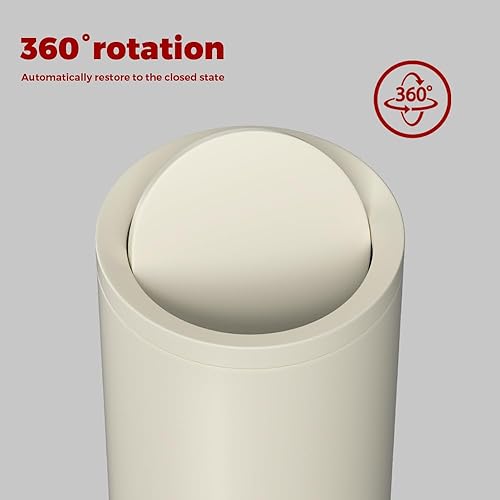 Miniatura 3 de Cubo de basura de metal blanco de 2.4 galones, doble capa con capa interior, pequeño cubo de basura para baño con tapa de relleno para dormitorio,