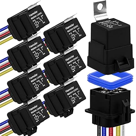 Hamolar 8 Pack 80/60 AMP Waterproof Car Relay and Harness - Heavy Duty 12 AWG Copper Wires, 12V DC 5-PIN SPDT Bosch Style Automotive Relays Kit Cover