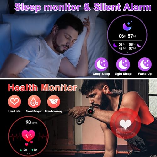 Smart Watch for Men Fitness Tracker: Military Waterproof Make Answer Call Digital Mens Watches Running Smartwatch Android Phone iPhone Samsung Compatible Sleep SpO2 Heart Rate Monitor Step Pedometer - Image 4