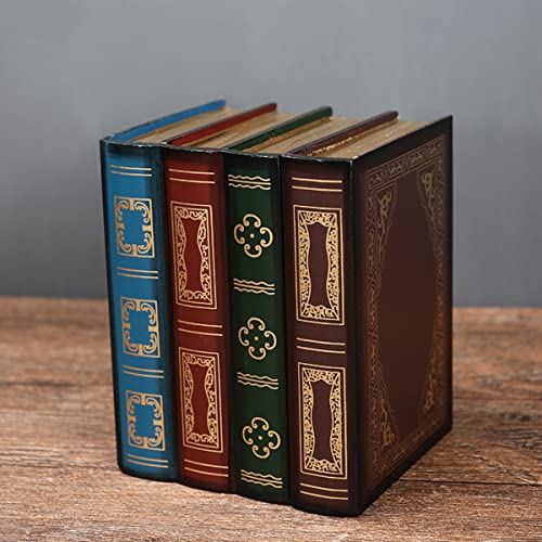 Tosnail 2 Pack Decorative Book Boxes Wooden Antique Book Decorations Vintage Book Storage Box #TOP4