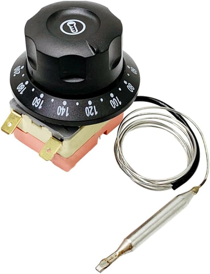 Electric Oven Thermostat Adjustable Temperature Controller Switch 60-200°C 2-Pin 250V 16A for Kitchen Appliances and Home Heating Equipment