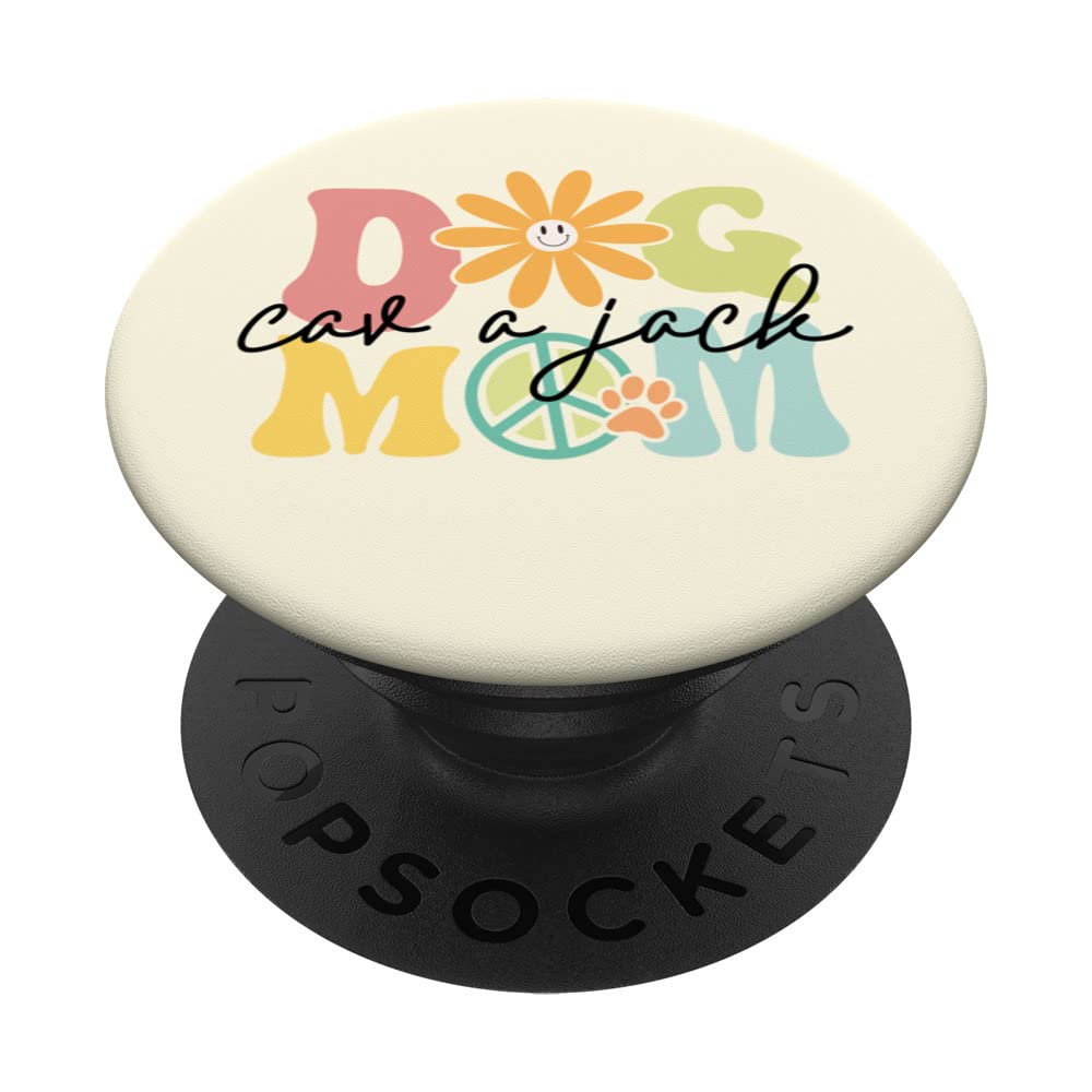 Cav A Jack Groovy Dog Mom Women Pet Lover PopSockets Swappable PopGrip