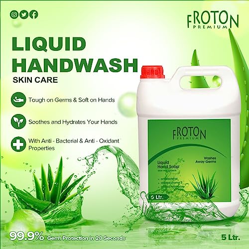 Image of Organic pH-Balance Moisturizing Aloevera Liquid Hand Wash with Refreshing Fragrance, Complete Protection for Soft & Gentle Hands (Aloe Vera(5L))